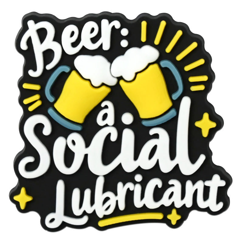 Wholesale  Random 100pcs e-commerce beer festival phrase series of clogs PVC Soft Rubber Shoe Buckle Decoration