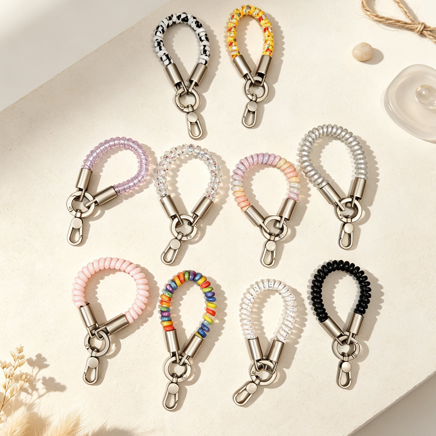 Wholesale Trendy PVC Telephone Cord Phone Lanyard Keychain Cute Rainbow Bag Charm For Everyday Use