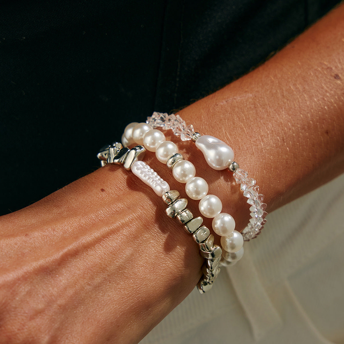 Wholesale Stylish Irregular Crystal Imitation Pearl Bracelet Baroque Design Women S Fashion Jewelry Gift Boutique Resale Accessory