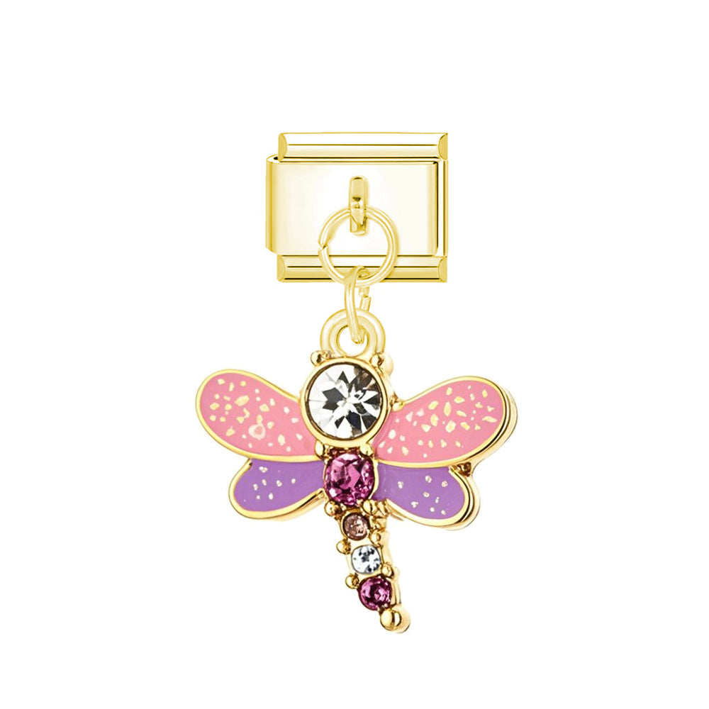 Wholesale Italian Charm Bracelet 9mm DIY  Colorful Butterfly Series    Creative Stainless Steel Composable Bracelet