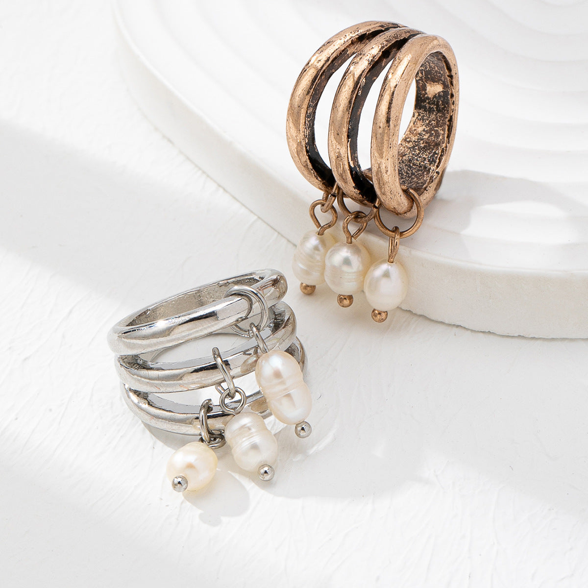 Wholesale Retro Geometric Irregular Ring Set Alloy Plated Women S Everyday Fashion Jewelry Accessory