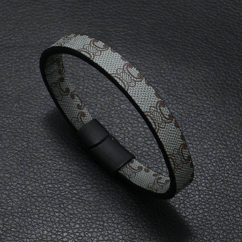 Wholesale Retro Print Striped Magnetic Clasp Bracelet
