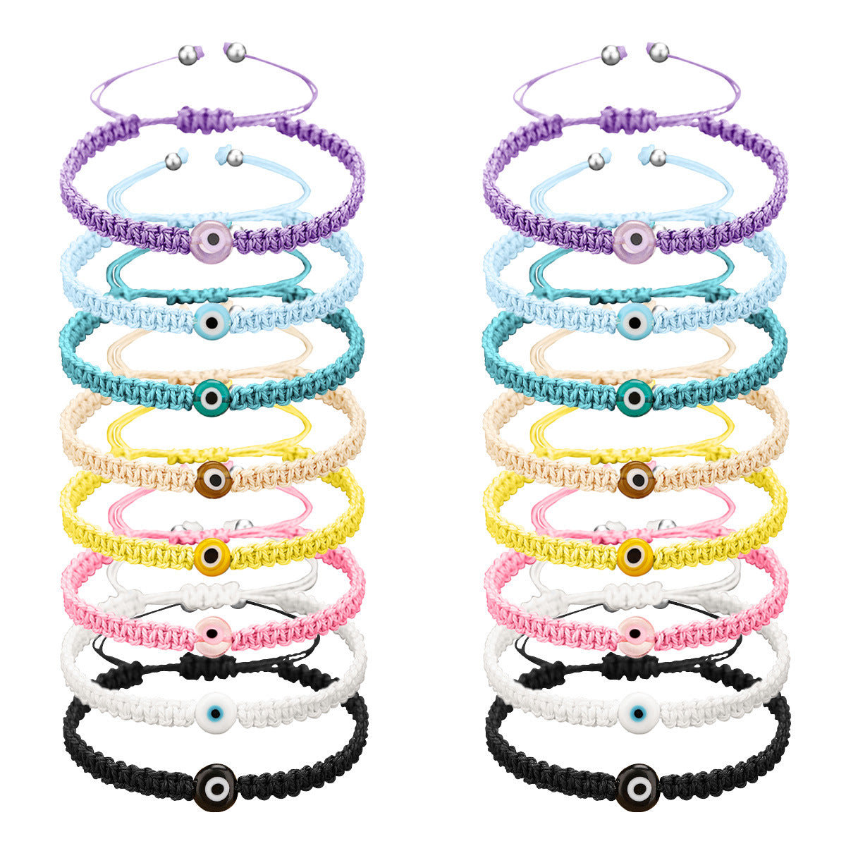 Wholesale Evil Eye Colorful Handwoven Bracelet Beach Vacation Unisex Couple Trendy Jewelry Accessory