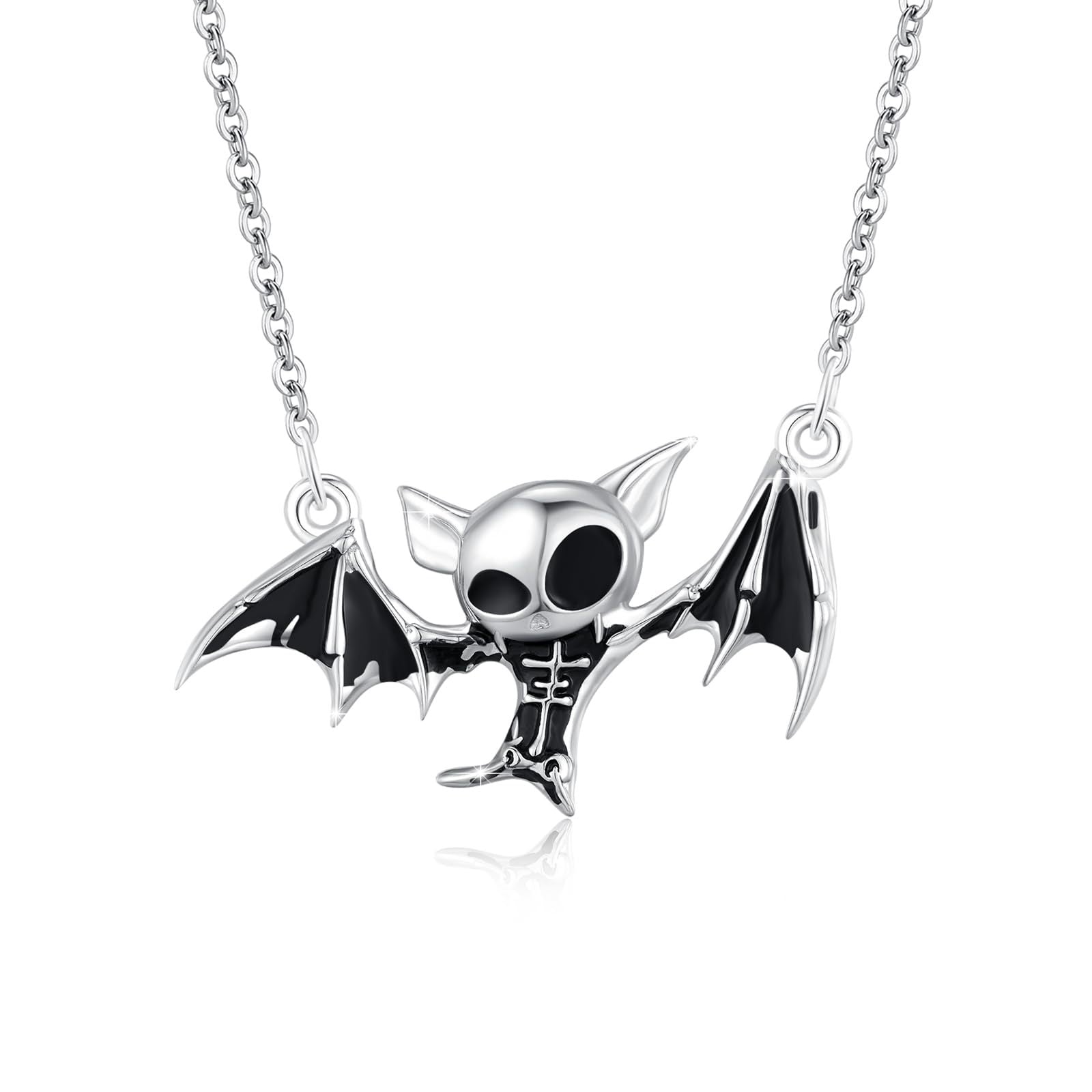 Wholesale  gothic skull bat pendant dark style personalized drop oil necklace