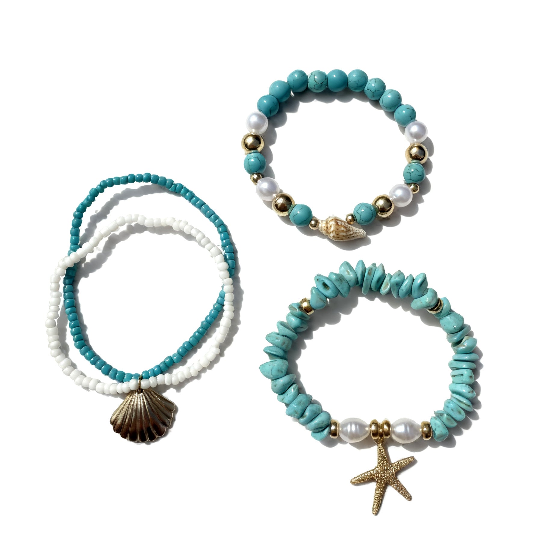 Wholesale Beach Vacation Starfish Shell Pearl Bracelet Fashion Accessory Gift
