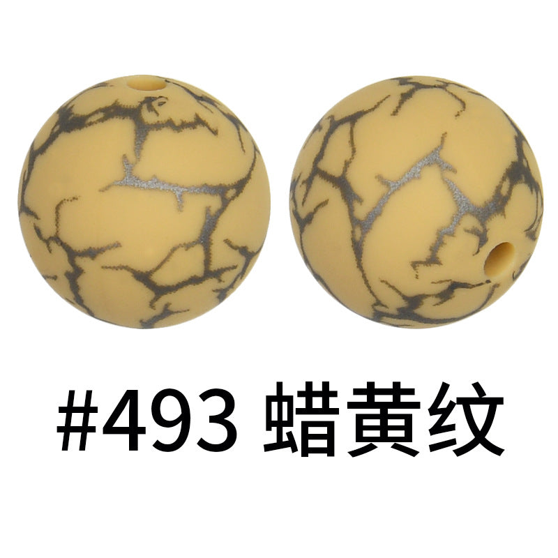 Wholesale 50pcs 15mm Colorful Crack Printed Silicone Balls DIY Beaded Accessories ACC-BDS-HeSheng050