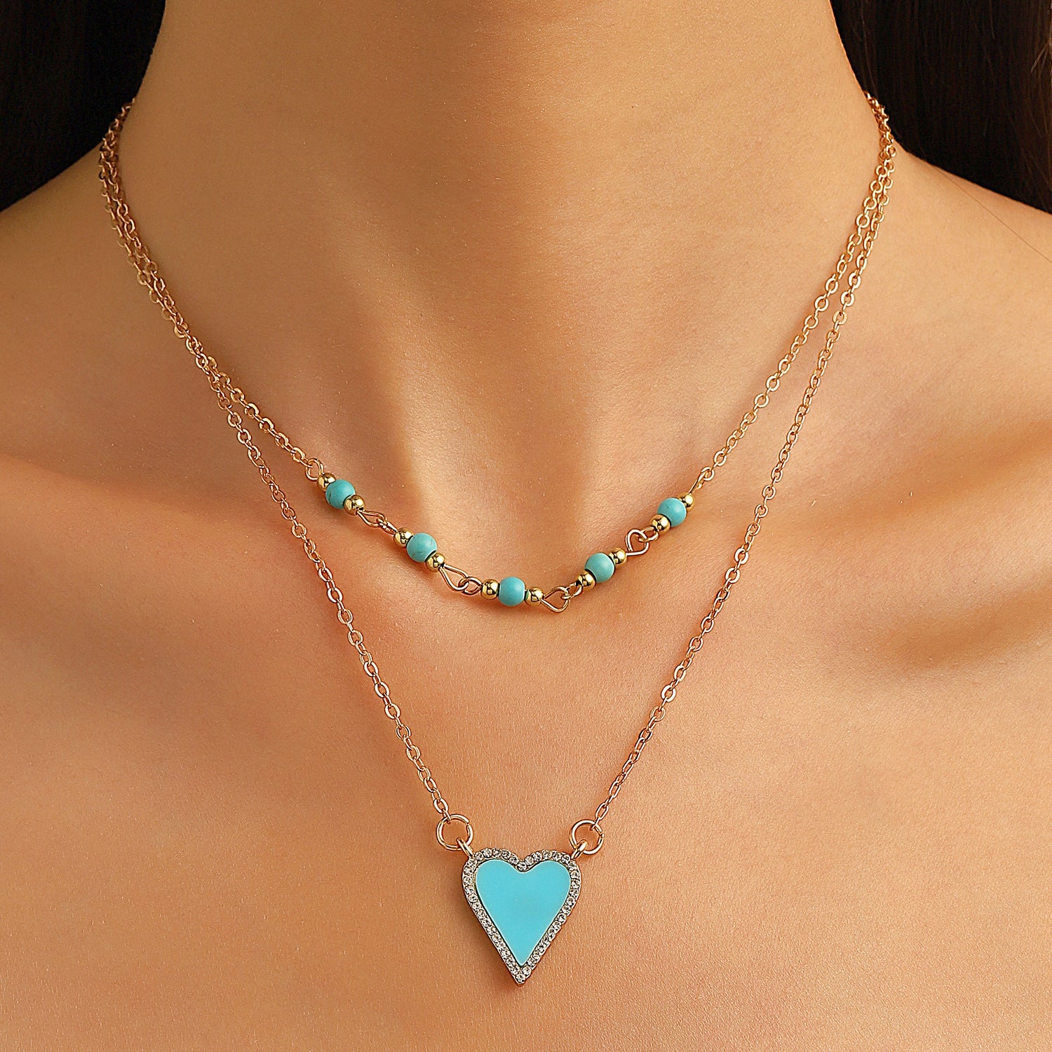 Wholesale Bohemian Turquoise Pendant Necklace - Alloy Electroplated Retro Snail Heart Charm,  Fashion Accessory