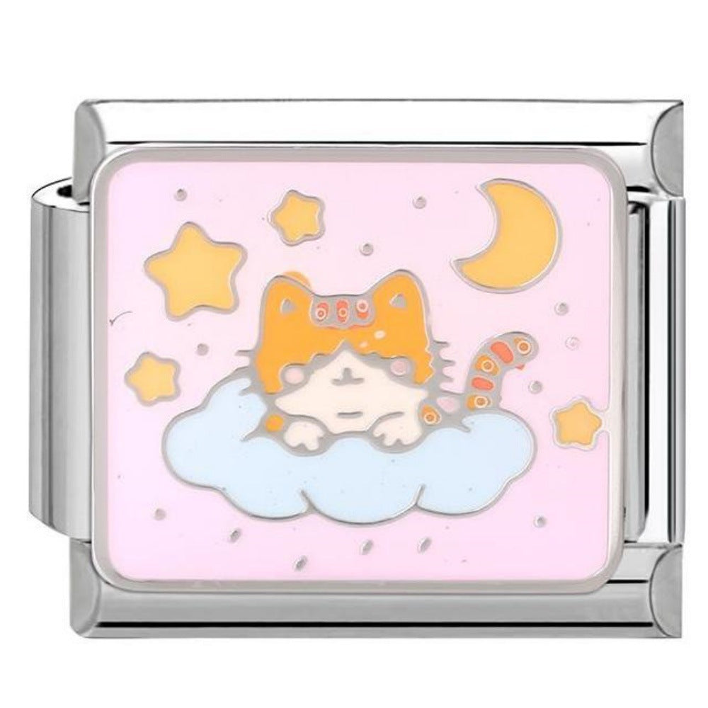 Wholesale Stylish DIY Italian Charms Bracelet With Cat Design Titanium Steel Craft Supply For Jewelry Making