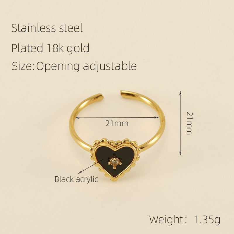 Wholesale Adjustable stainless steel heart-shaped ring