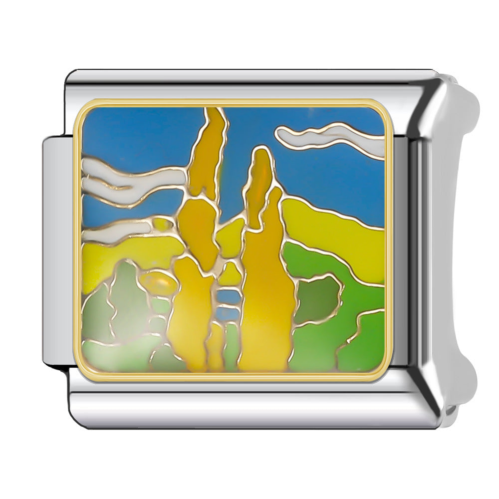 Wholesale Italian Charm Bracelet 9mm DIY Splicing Holiday Scenery Stainless Steel Composable Bracelet