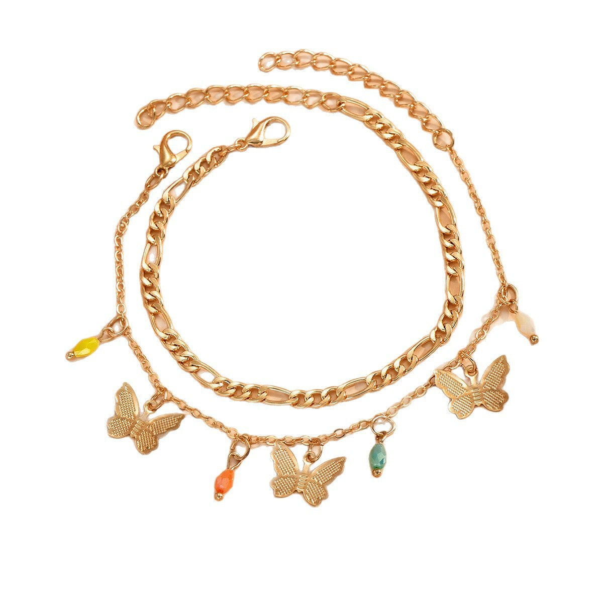Wholesale colorful beaded alloy anklet