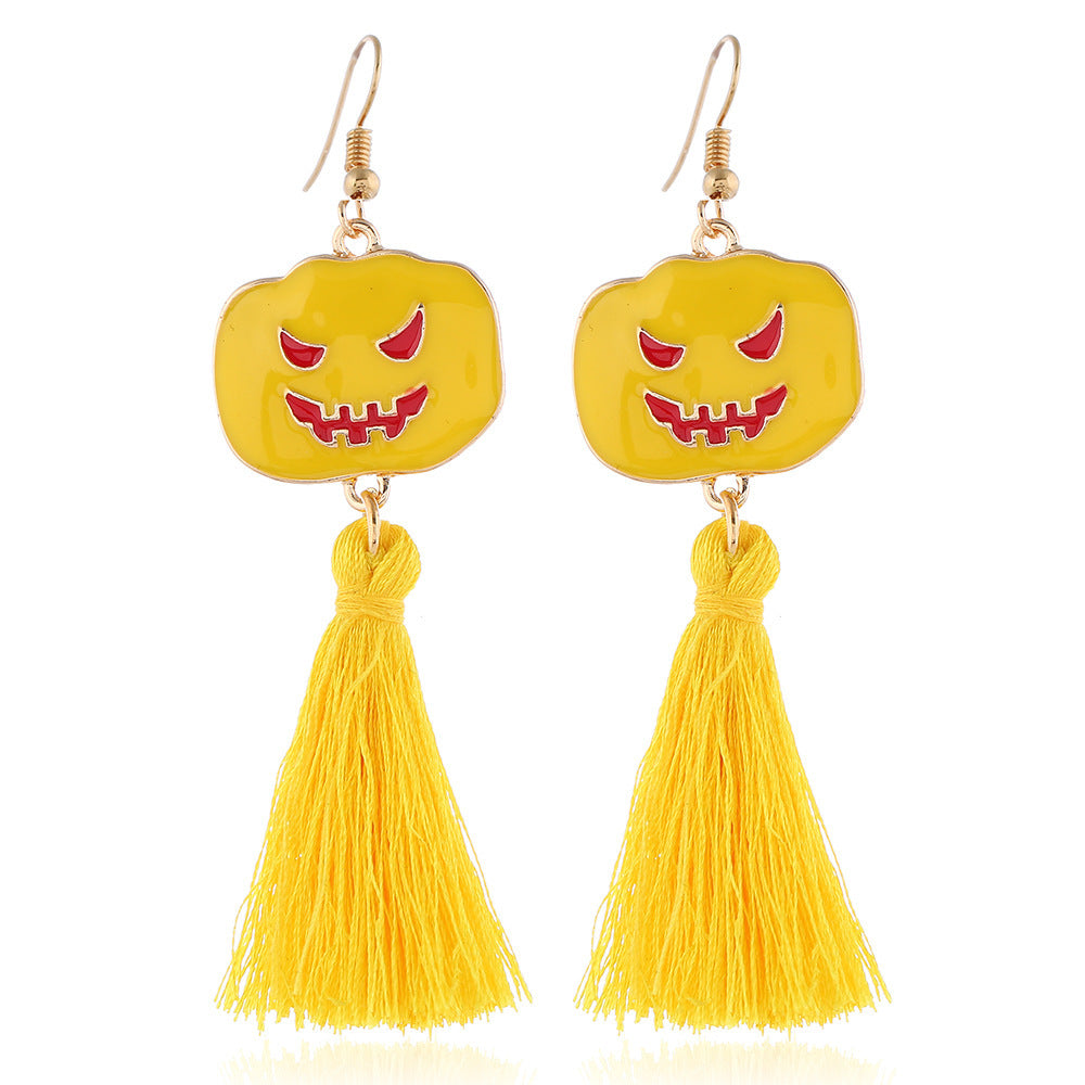 Wholesale Halloween Series Earrings Horror Funny Personality Skull Spider Pumpkin Alloy Drop Oil Earrings