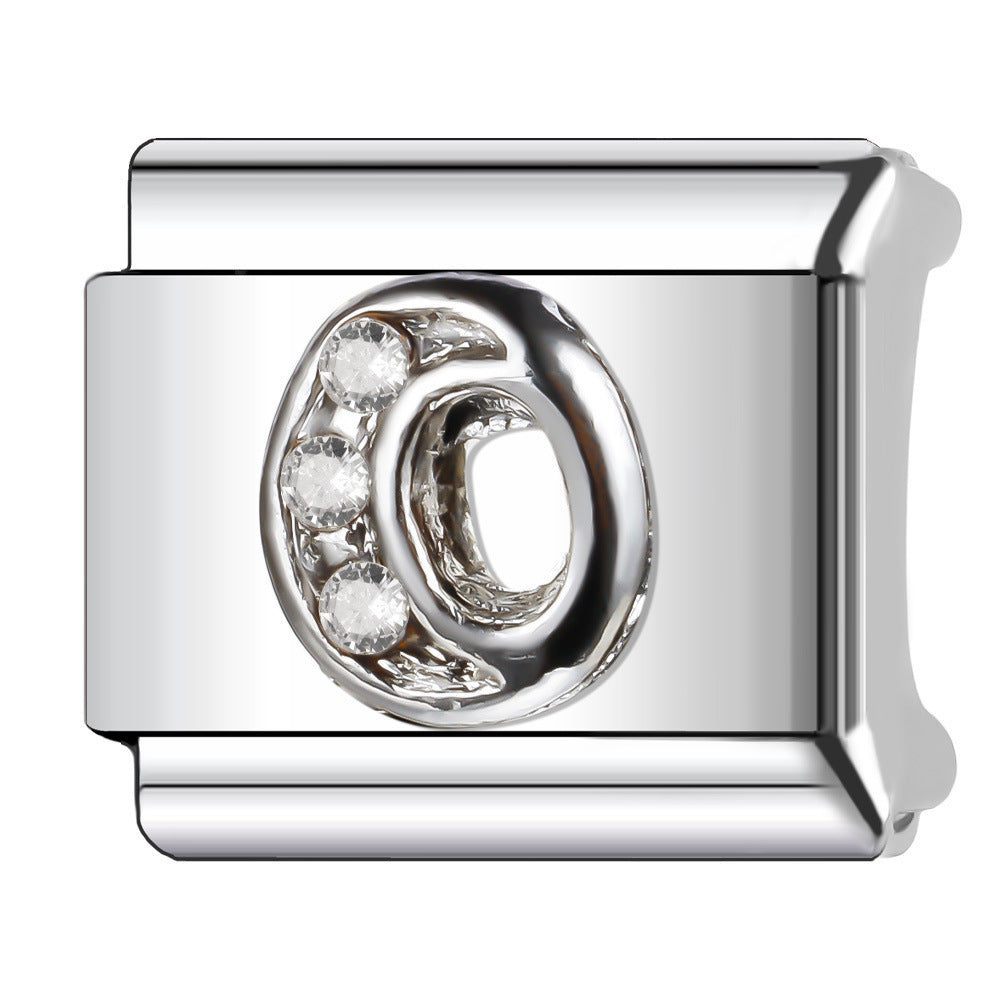 Wholesale Italian Charm Bracelet 9mm DIY Diamond English Letter   Creative Stainless Steel Composable Bracelet