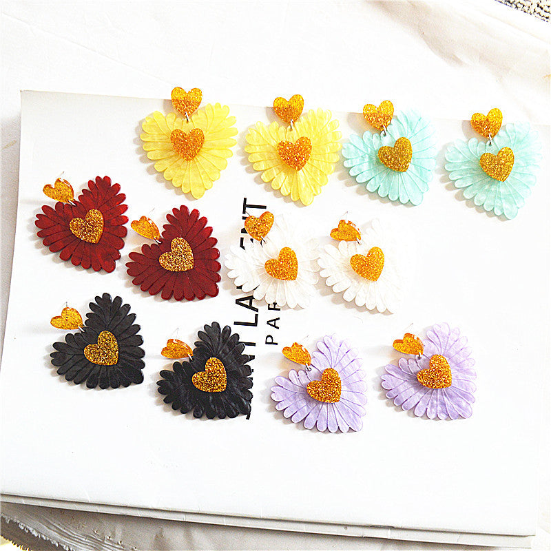 Wholesale Valentine' s Day Heart Earrings Flower Peach Heart Fashion Earrings