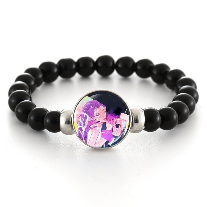 Wholesale kpop anime bracelet black beaded bracelet
