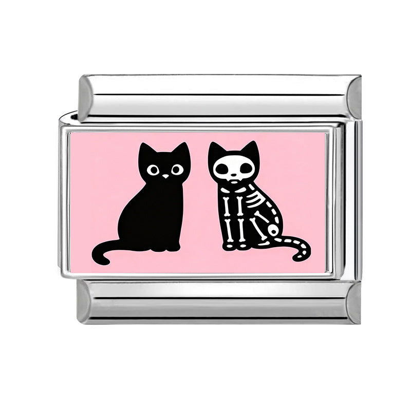 Wholesale Land Animal Italian Charms DIY pets Single Section Creative Stainless Steel Composable Bracelet