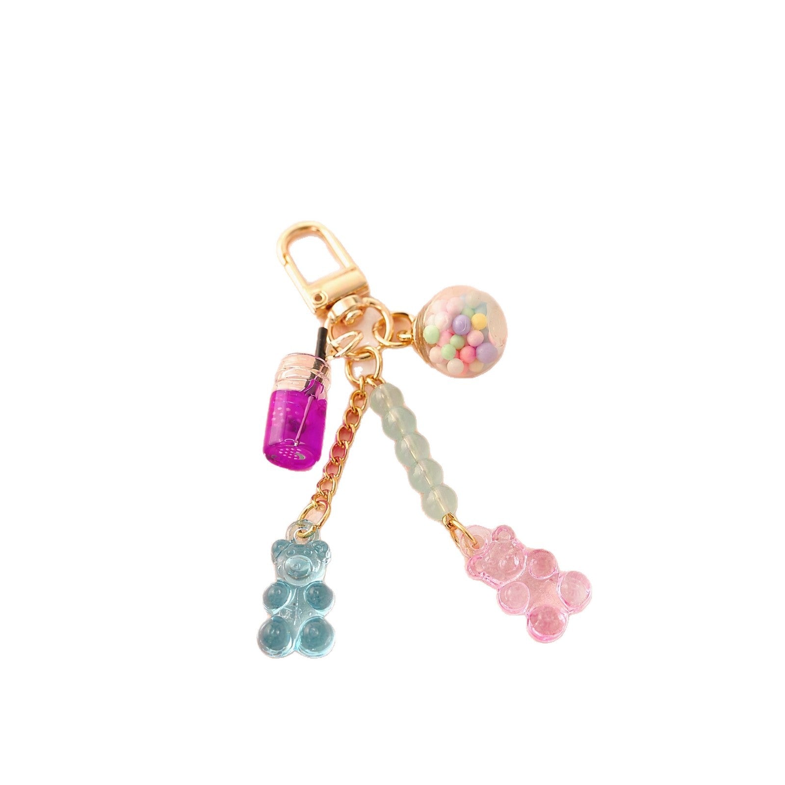 Wholesale Cute Handmade Polymer Clay Rainbow Candy Water Cup Bear Keychain Trendy Fashion Bag Charm For Everyday Gift And Resale