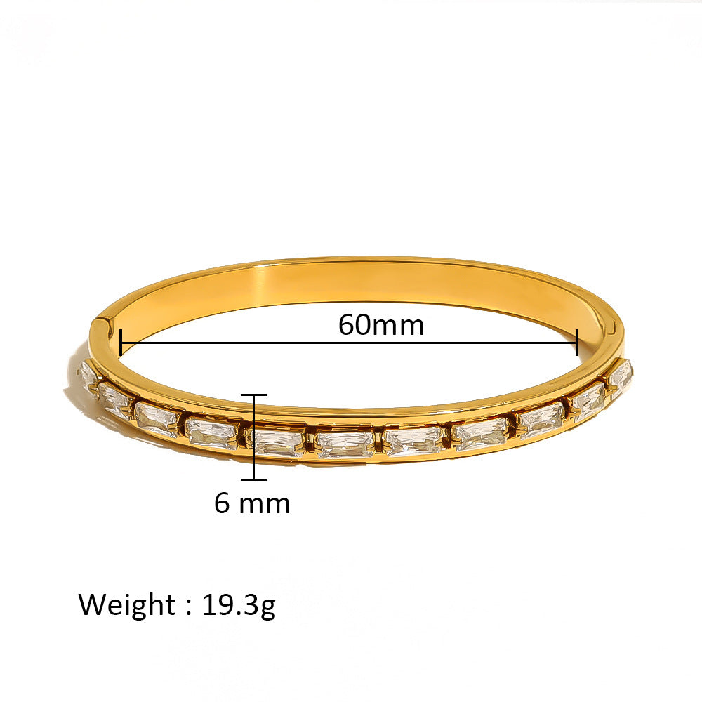 Wholesale Stainless Steel 18K Gold Plated Geometric Star Flower Zircon Bracelet