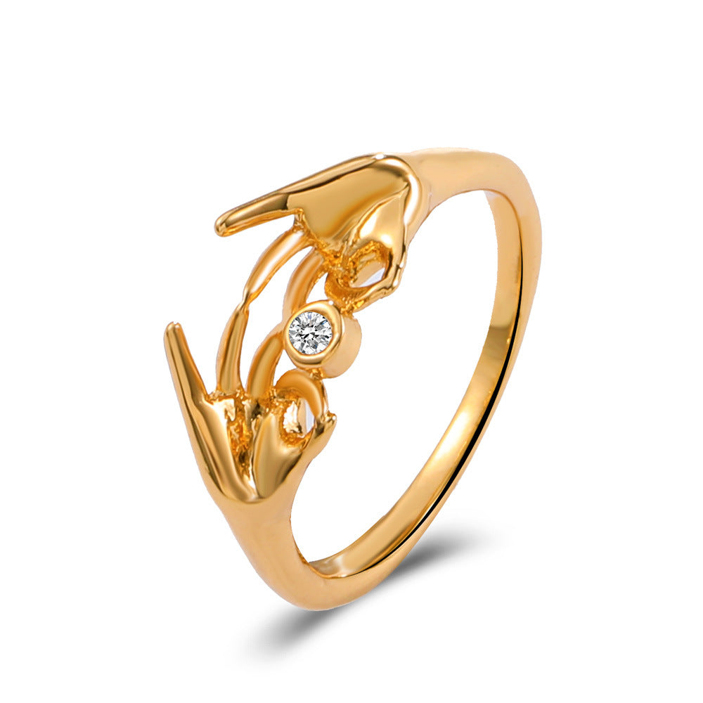 Wholesale Creative Hug Hand Ring Vintage Zircon Heart Rings ACC-RS-DQ002