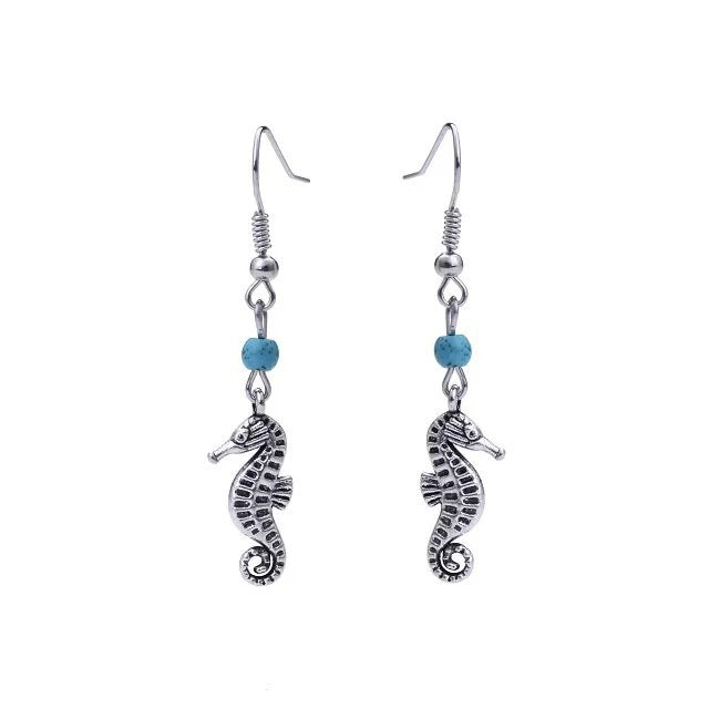 Wholesale Bohemian Owl Dream Catcher Feather Tassel Earrings Turquoise Geometric Carved Fashion Accessory Gift