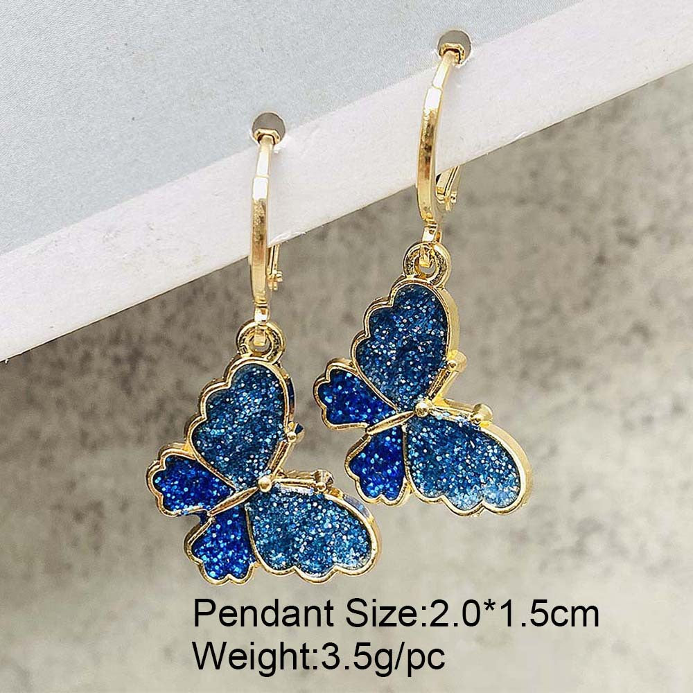 Wholesale Colorful Glitter Butterfly Earrings
