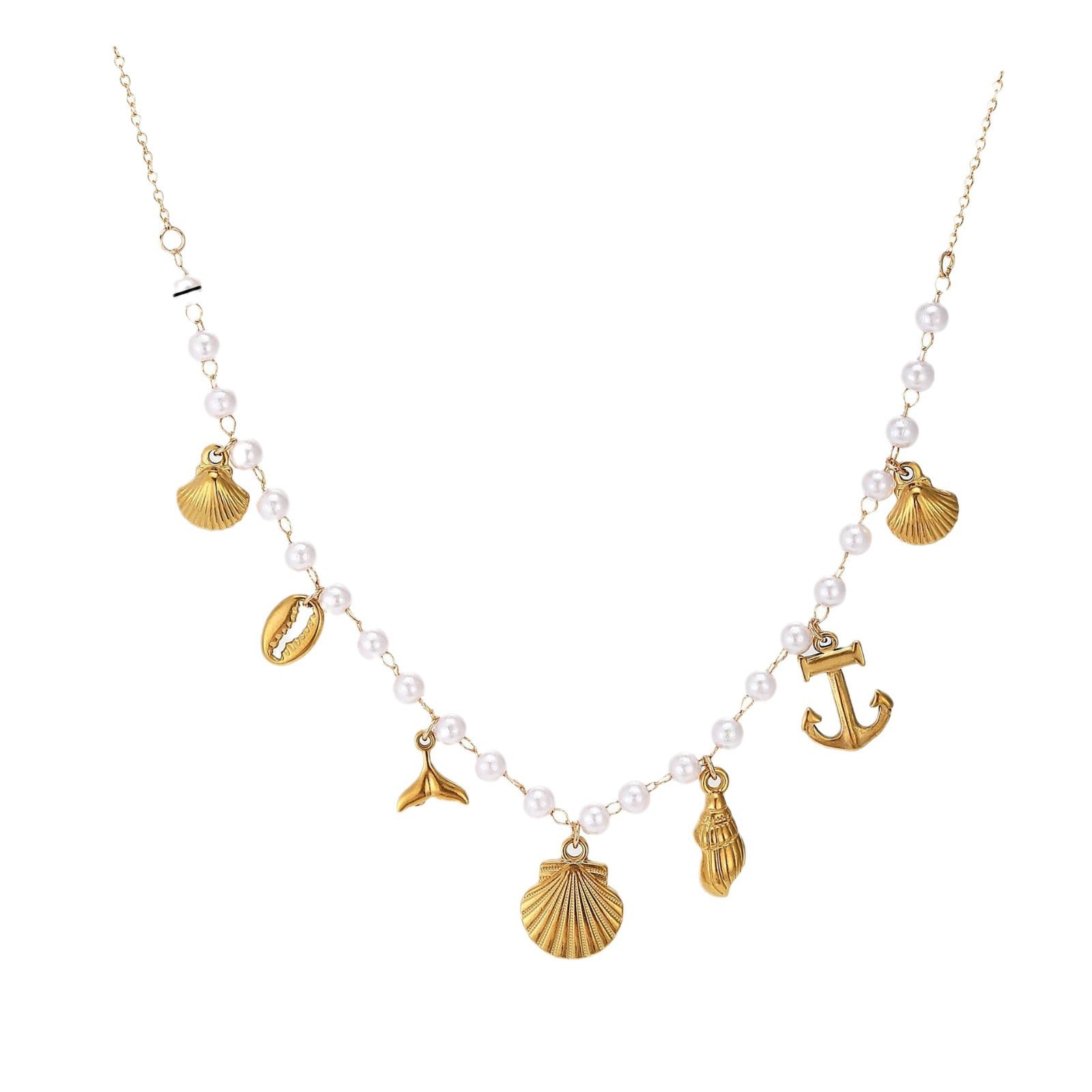 Wholesale Stainless steel fish tail,  seashell,  conch,  and anchor pendant necklace