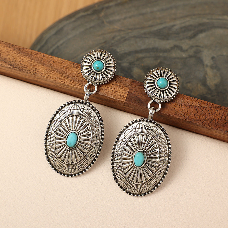Wholesale Turquoise  Pumpkin Flower Earrings