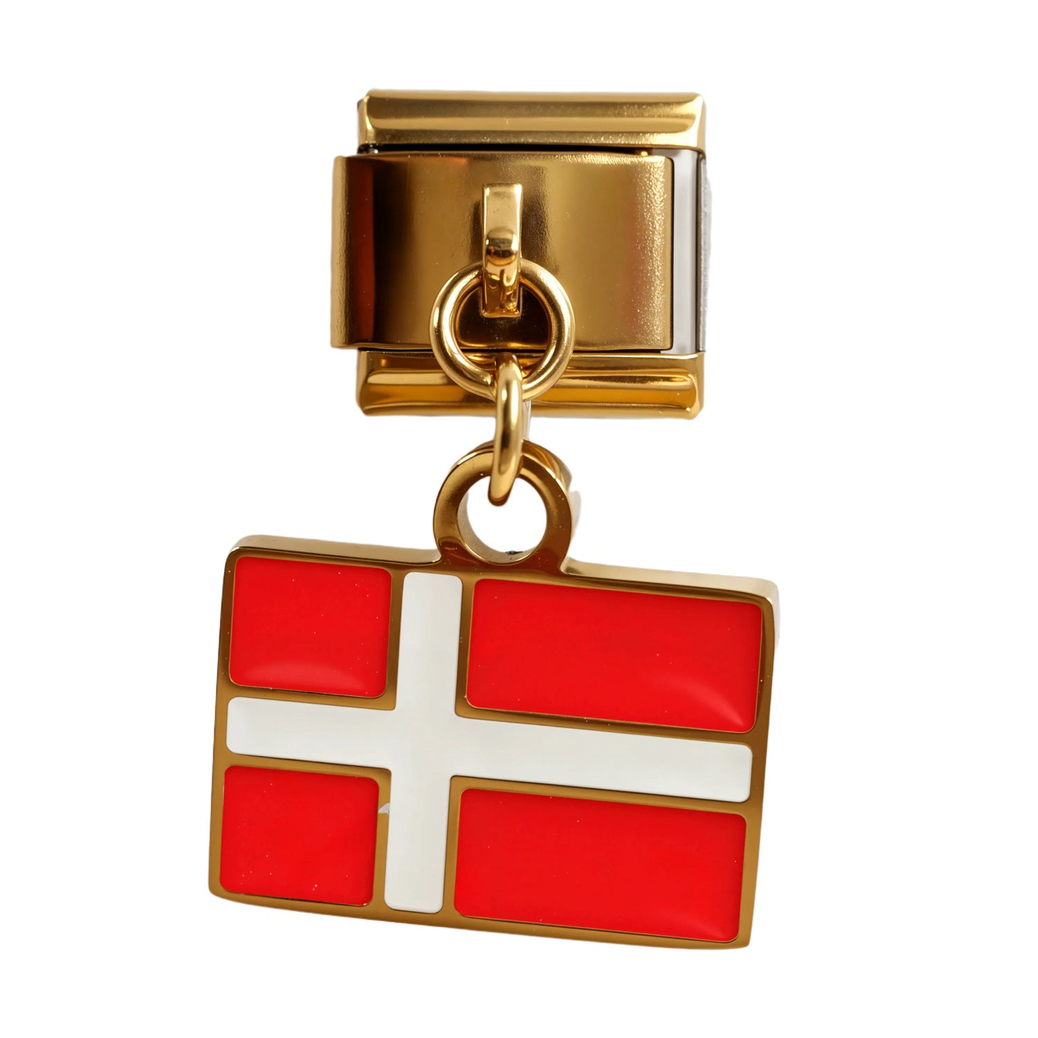 Wholesale 5PCS Italian Charm Bracelet Gold Flag Pendant Stylish Stainless Steel Jewelry Accessory
