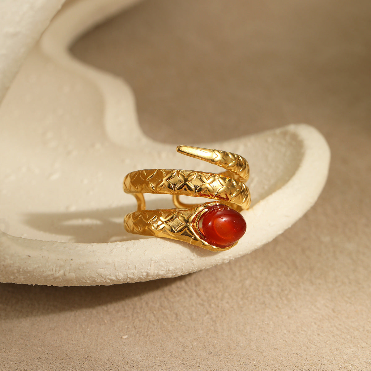 Wholesale  Luxury Inlaid Zircon Natural Stone Stainless Steel Ring