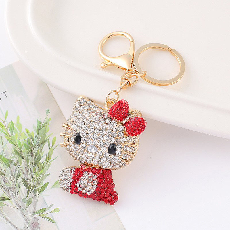 Wholesale Rhinestone cat car keychain