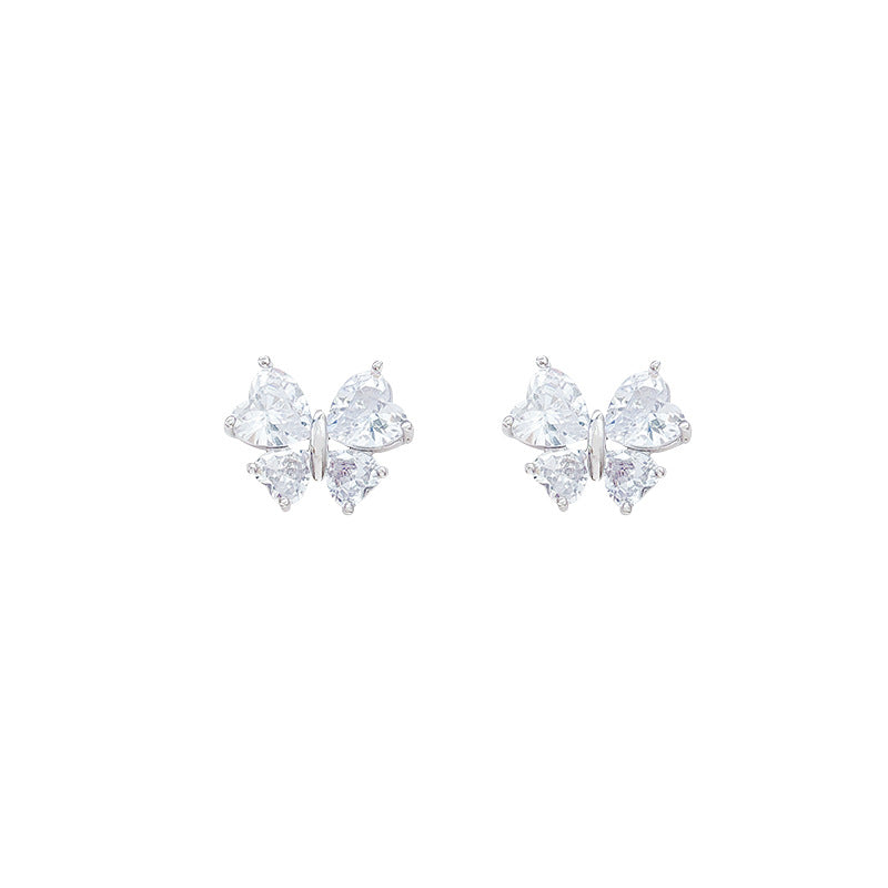 Wholesale  Zircon Heart Butterfly Earrings