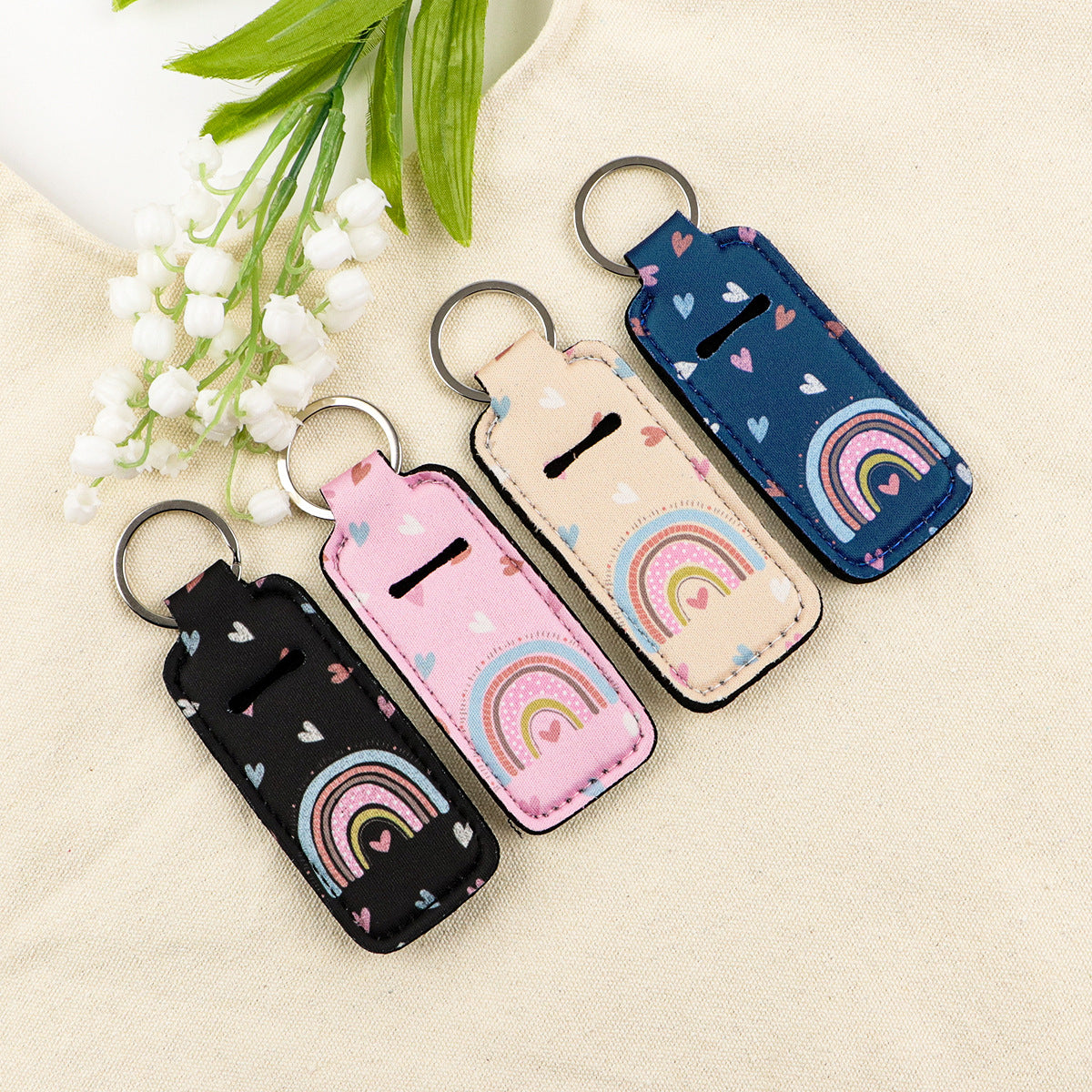 Wholesale 6pcs Rainbow lipstick set keychain