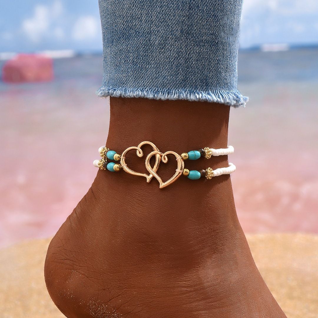 Wholesale  Bohemian Beach Holiday Style Double-layer Bead Shacklet Foot Jewelry