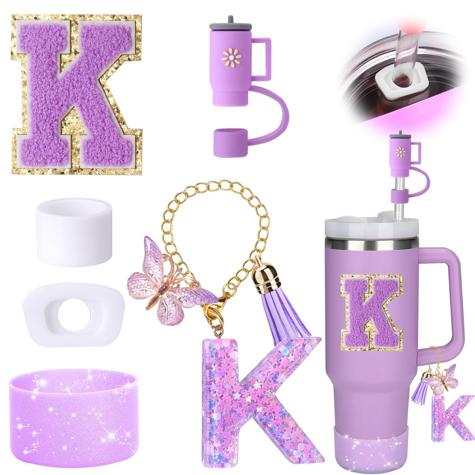 Wholesale 8-piece Cup Set Keychain Lipstick Set Straw Cap Portable Cup Chain Set ACC-CA-FenRui001