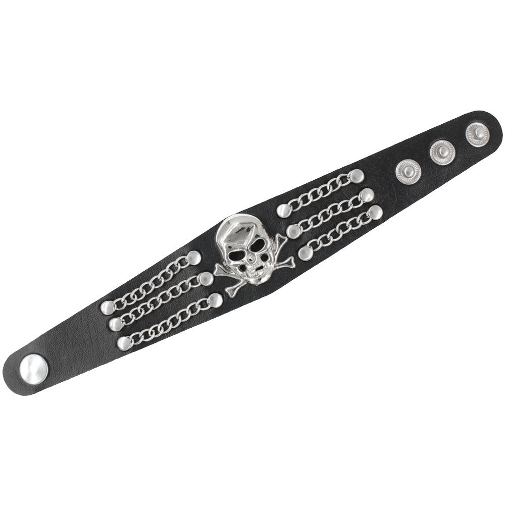 Wholesale Leather Punk Skull Bracelet