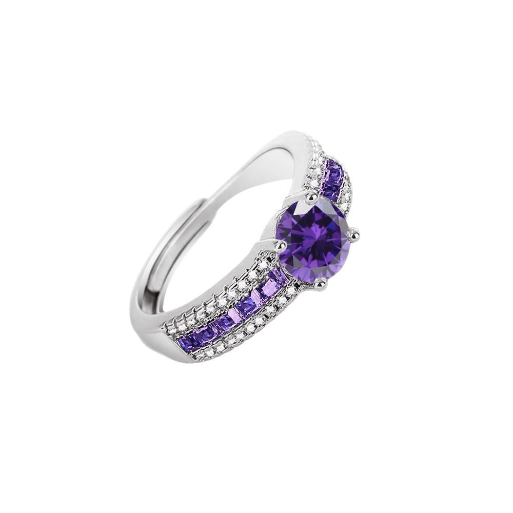 Wholesale Copper-plated ring with blue spinel and colorful cubic zirconia stones