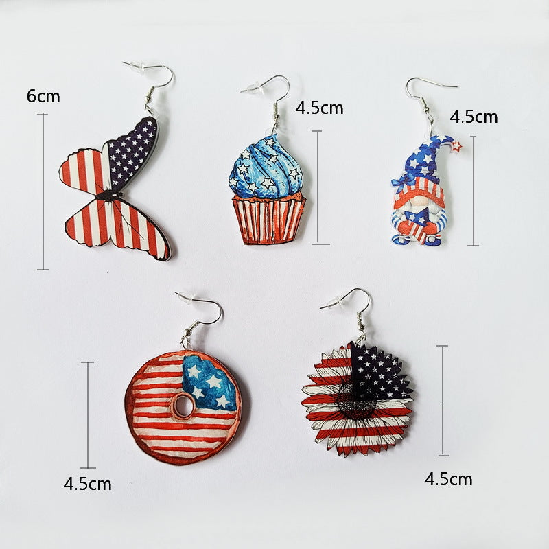 Wholesale American Independence Day Sunflower Donut Butterfly Acrylic Earrings ACC-ES-XP003