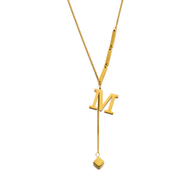 Wholesale square titanium steel letter necklace
