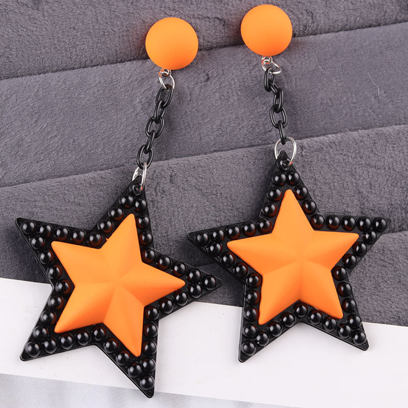 Wholesale Vintage Earrings Long Three-dimensional Five-pointed Star Acrylic Earrings