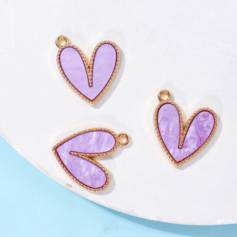 Wholesale 20pcs/ pack Acrylic Peach Heart Heart Alloy Pendant Pendant DIY Jewelry