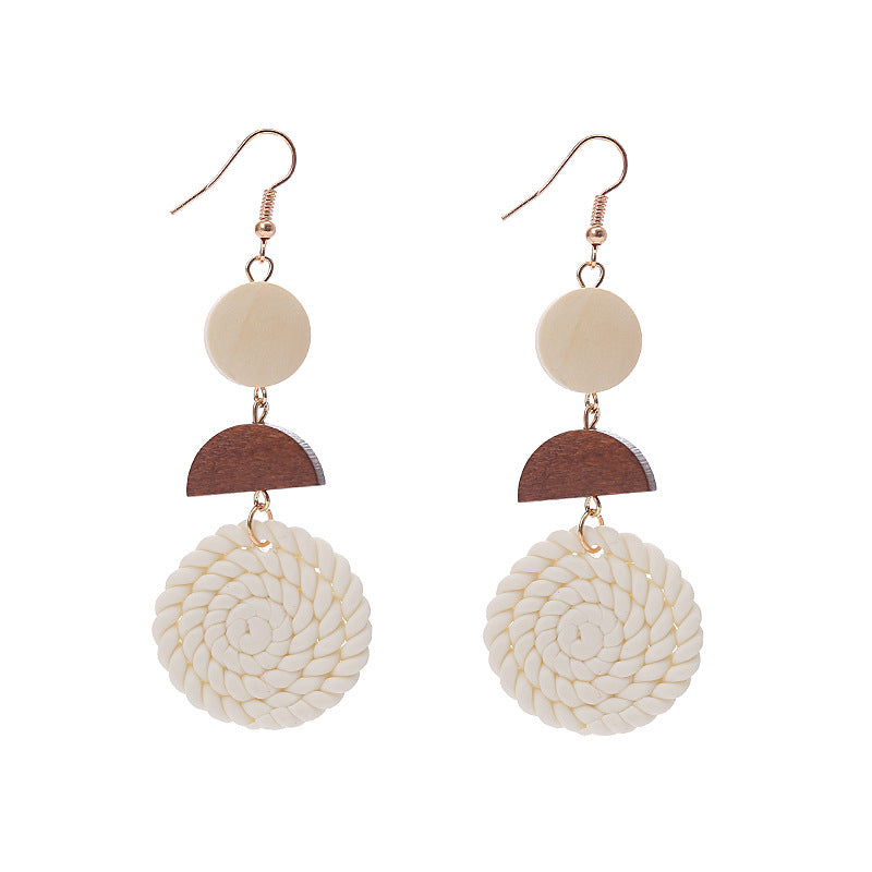 Wholesale Soft Clay Earrings Creative Artistic Woven Geometric Vintage Round Earrings