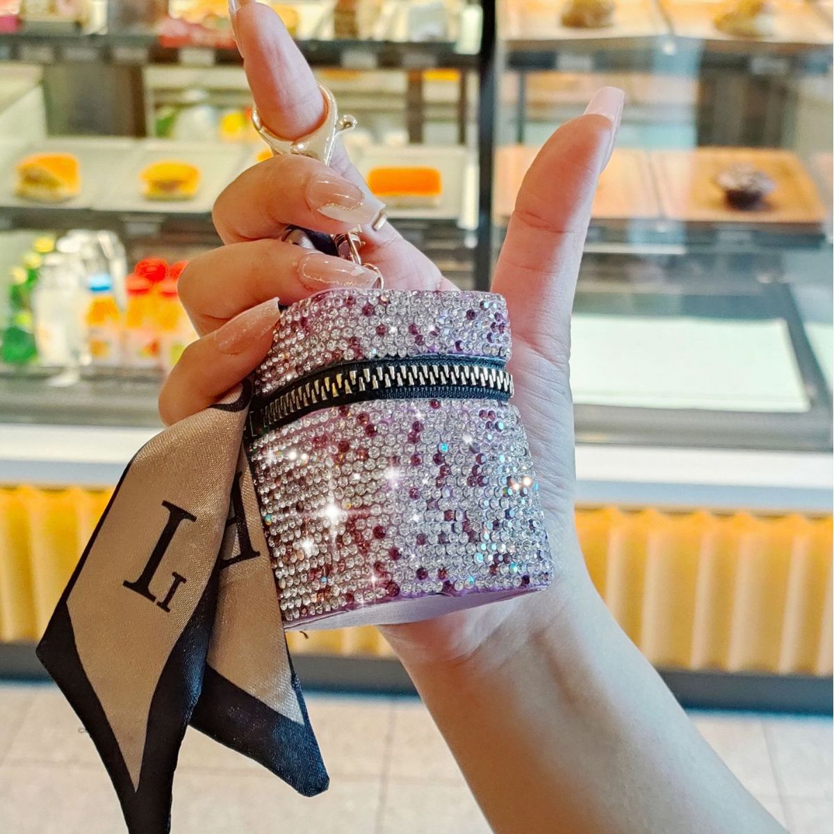 Wholesale Mini Rhinestone Earphone Bag, Zero Wallet, Light Luxury Style Keychain ACC-KC-JY001