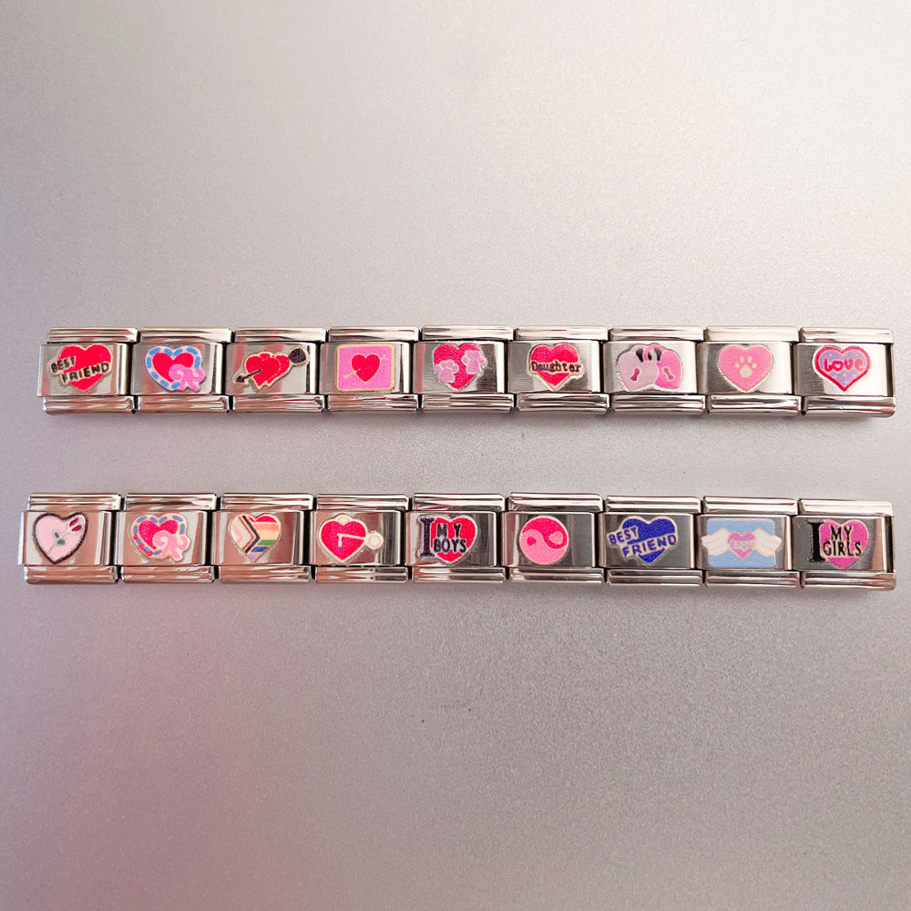 Wholesale New Printed Italian Module Bracelet Cartoon Pattern Motorcycle Bracelet DIY Stainless Steel Street Dance Hand Jewelry