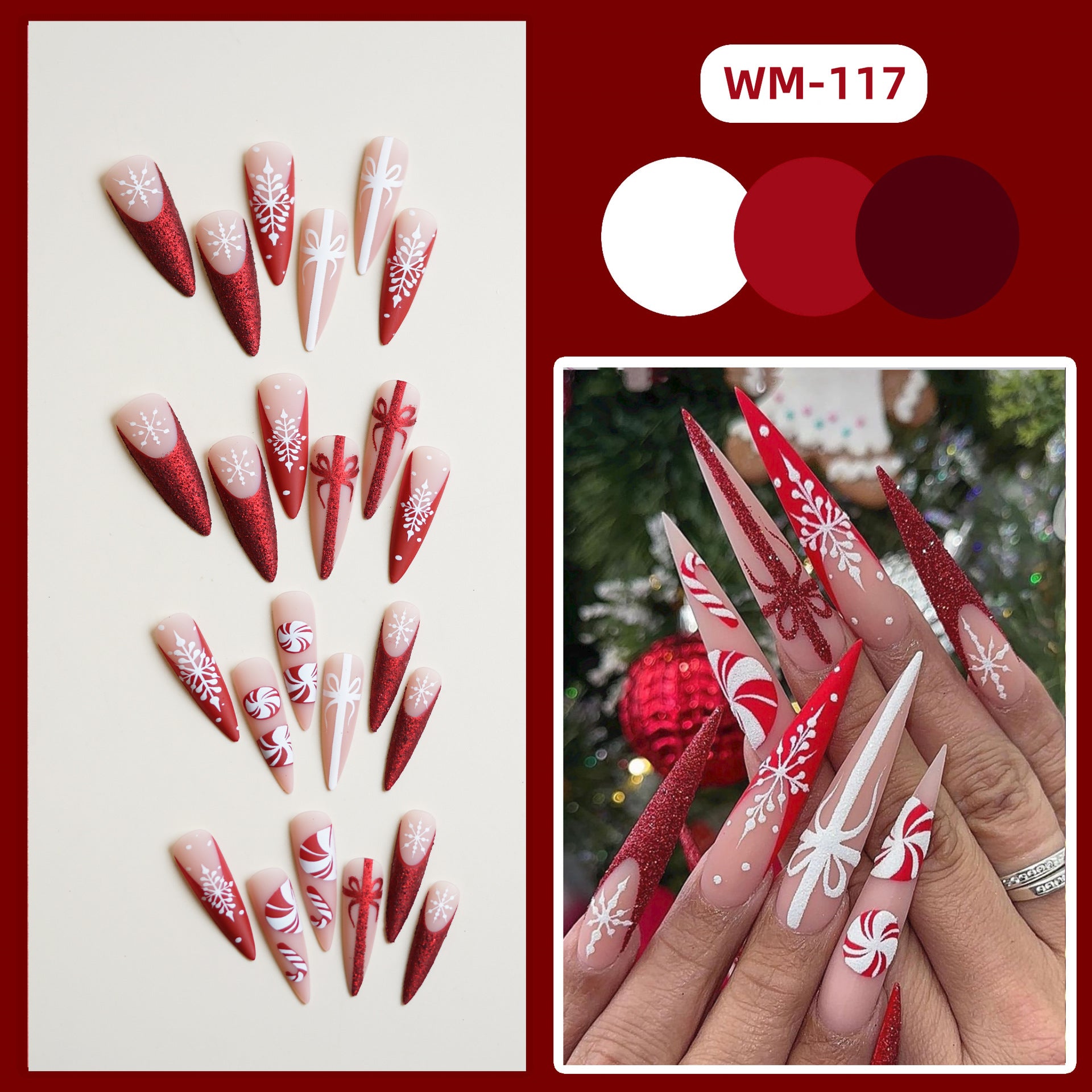 Wholesale 24 Pieces/ box Christmas Carol Nails Kits Nail Stickers