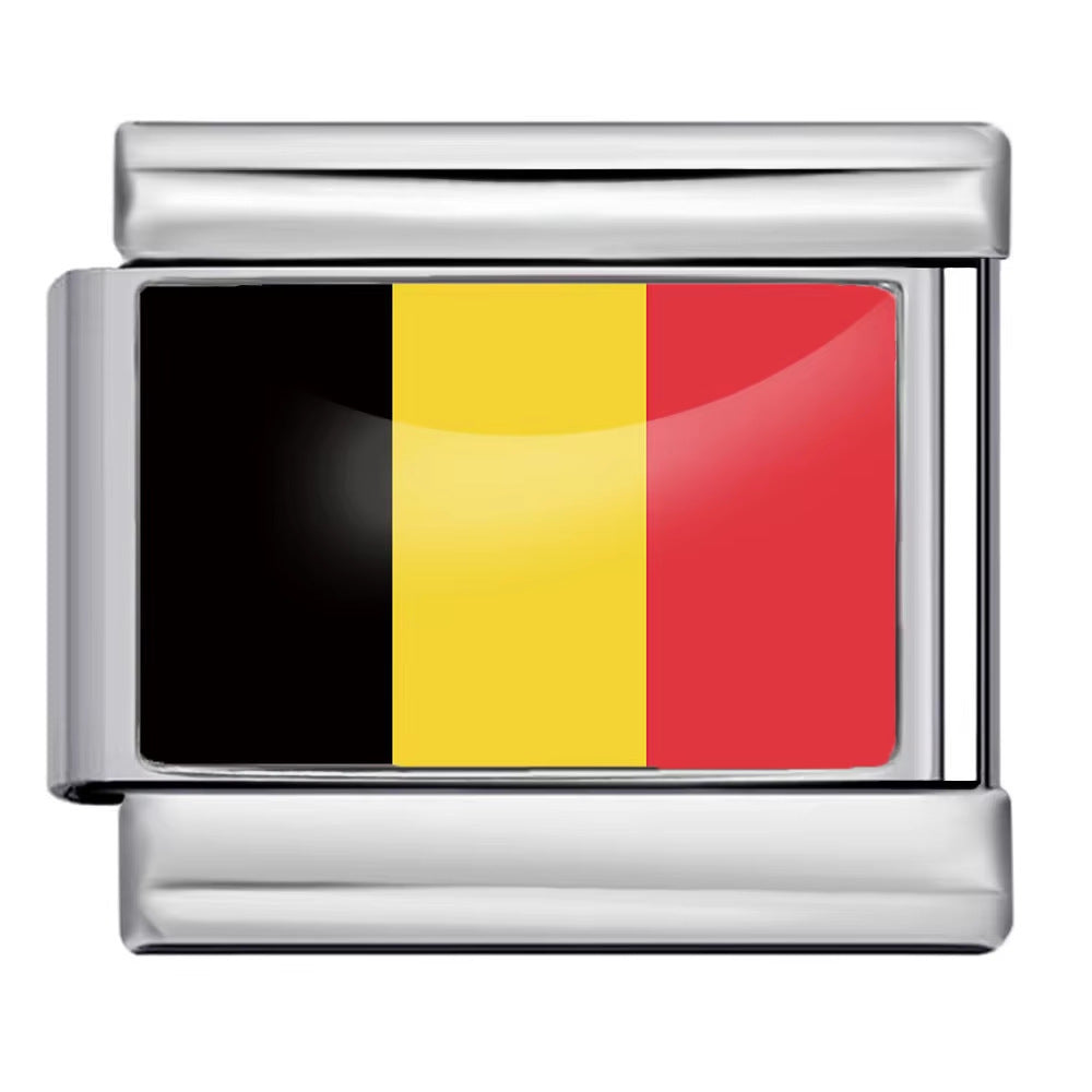 Wholesale 5pcs Italian Charm Bracelet 9mm DIY Splicing World Flag Series Stainless Steel Composable Bracelet