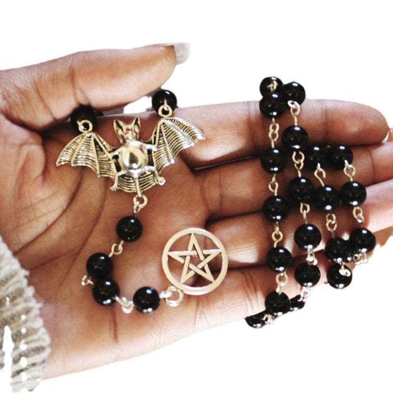 Wholesale Gothic dark style bat five-pointed star  necklace