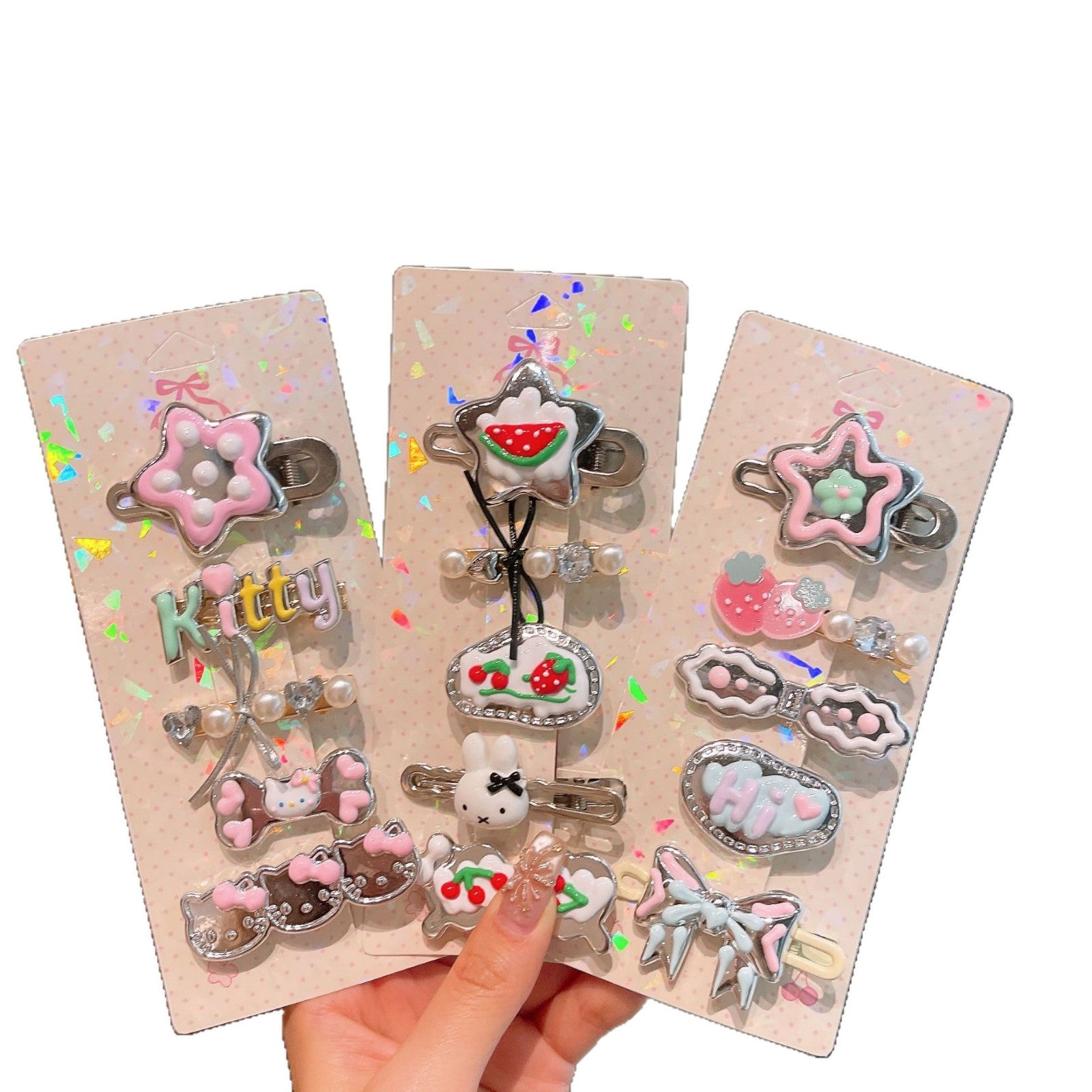 Wholesale Sweet  Cute Cartoon Style  Girl  Stars and Cat Kids Hair Clips