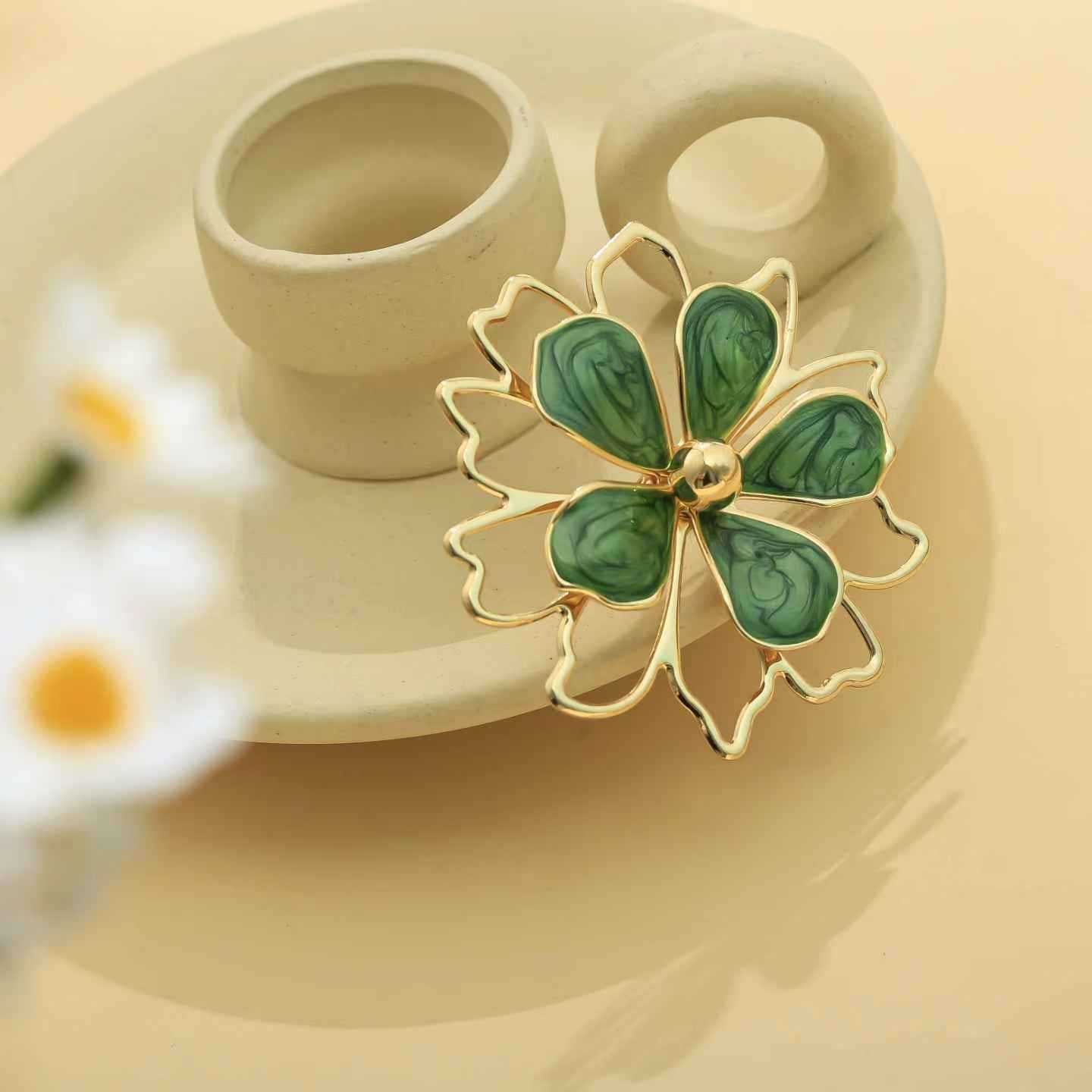 Wholesale Double-Layer Hollow Three-Dimensional Flower Ring