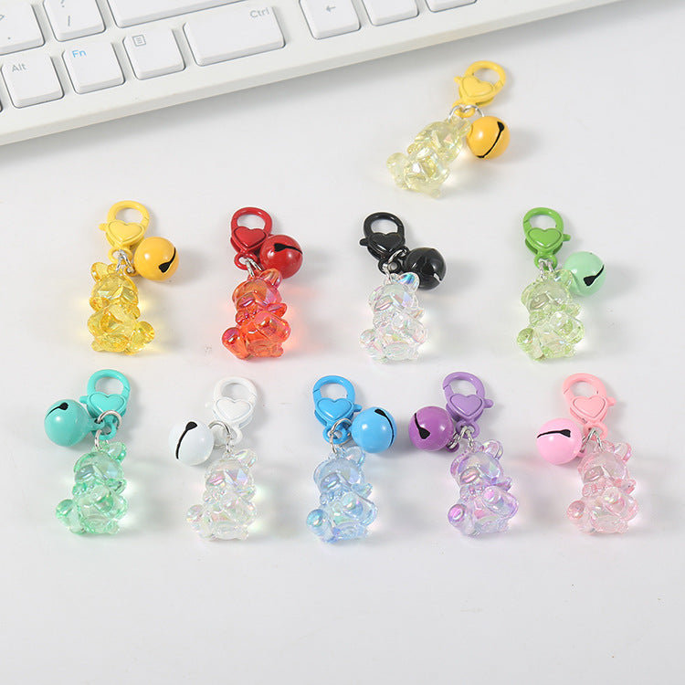 Wholesale Acrylic Teddy Bear Keychains, Bell Pendants ACC-KC-HuiMei011