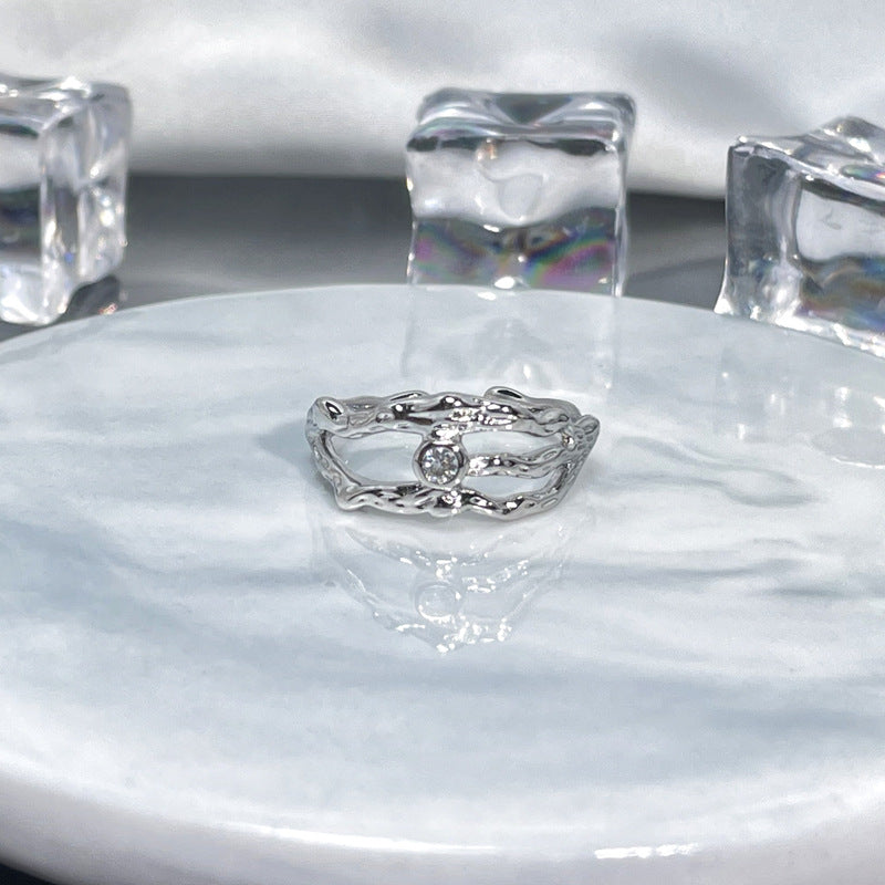 Wholesale Irregular special-shaped texture pleated open ring